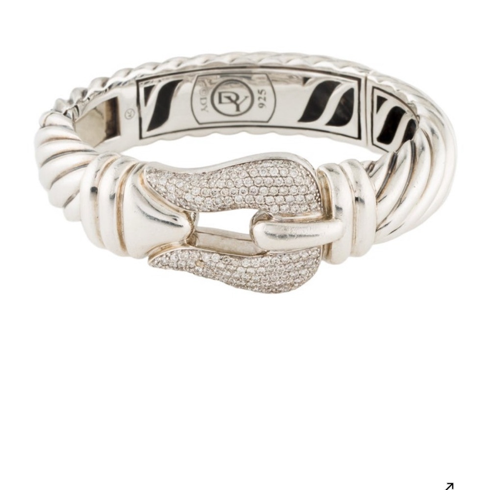 Authentic David Yurman Silver &  Diamond Buckle Bracelet/Cuff